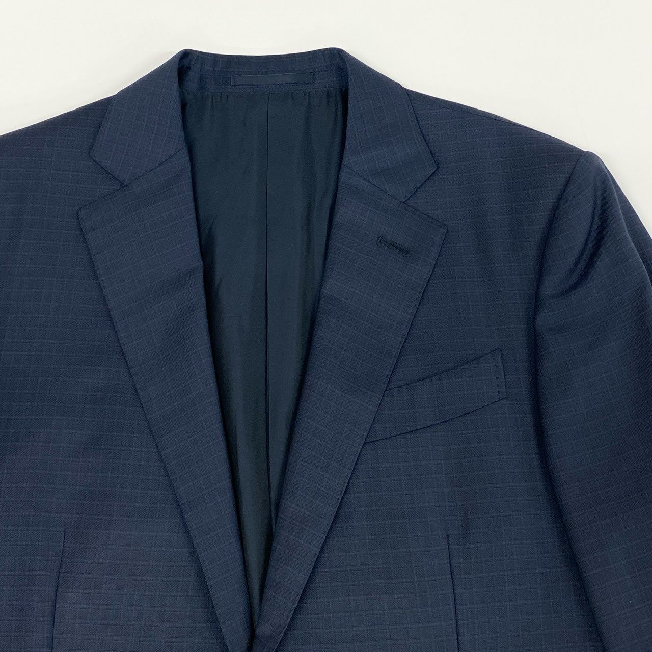 75f27 【美品】2022SS Ermenegildo Zegna エルメネジルドゼニア TOROFEO トロフェオ 2B シングルスーツ セットアップ ネイビー チェック サイズ7-46C メンズ ドレススーツ