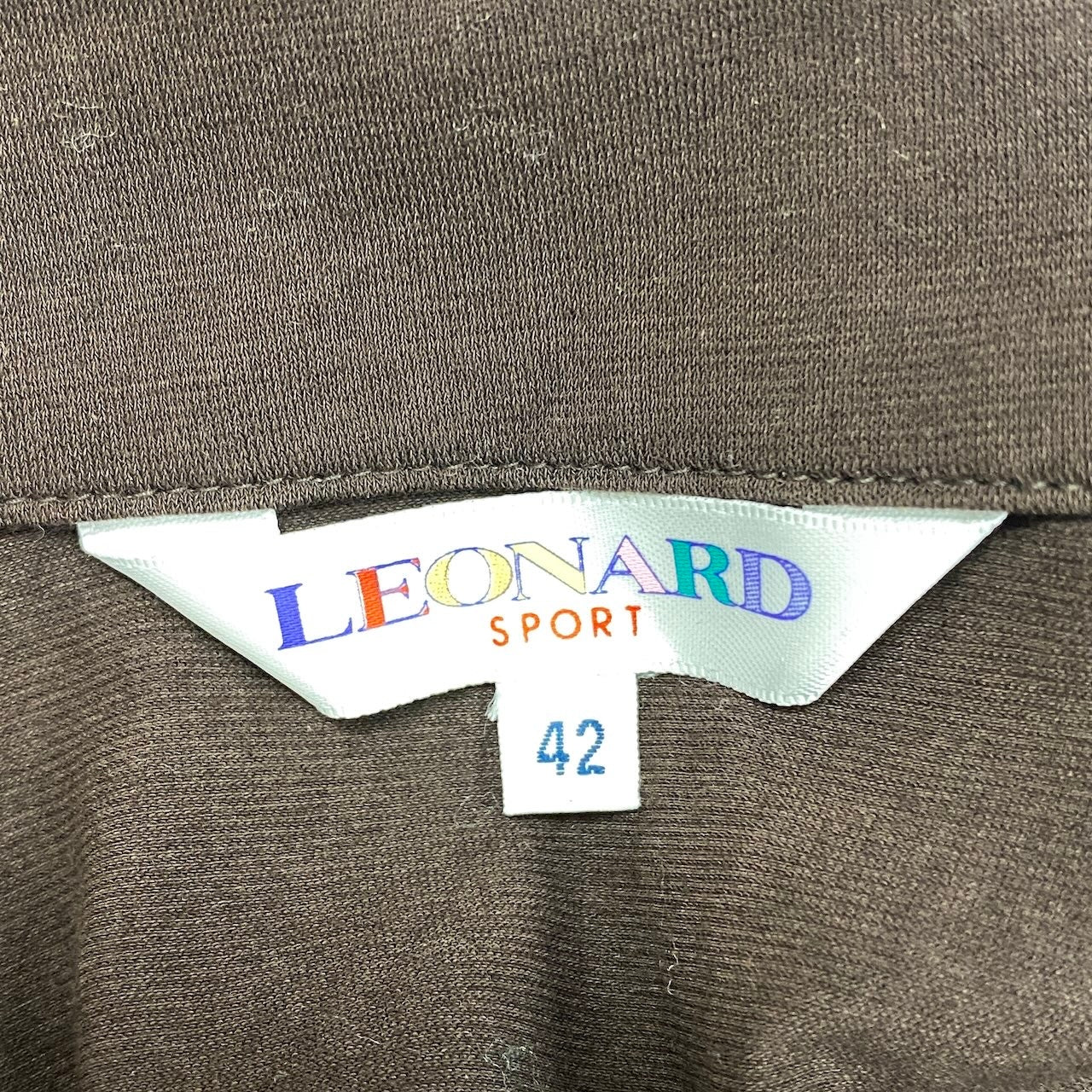 10h28 LEONARD SPORT レオナール ハーフジップ 長袖カットソー 花柄切替 伸縮ストレッチ サイズ42 ブラウン レディースu02t