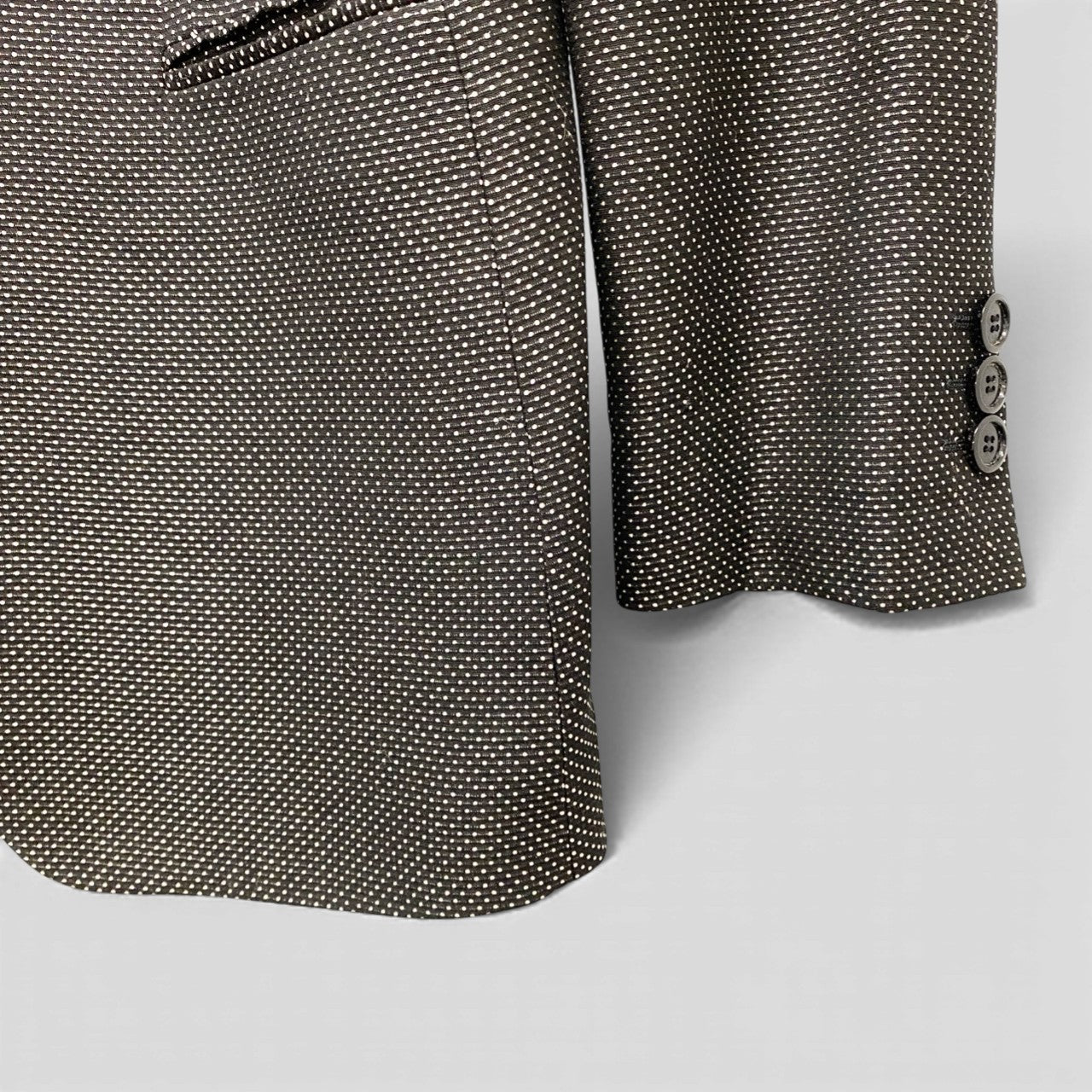 17c16 EMPORIO ARMANI エンポリオアルマーニ DAVID LINE テーラードジャケット 1B 48 艶生地 ドット柄 イタリア製u02t