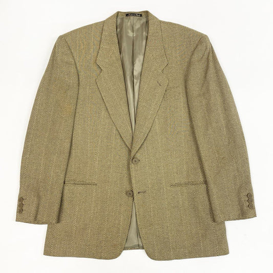 32l24 GIORGIO ARMANI ジョルジオアルマーニ テーラードジャケット ヘリンボーンジャケット シングルジャケット イタリア製 44サイズ ベージュ系 メンズo07t