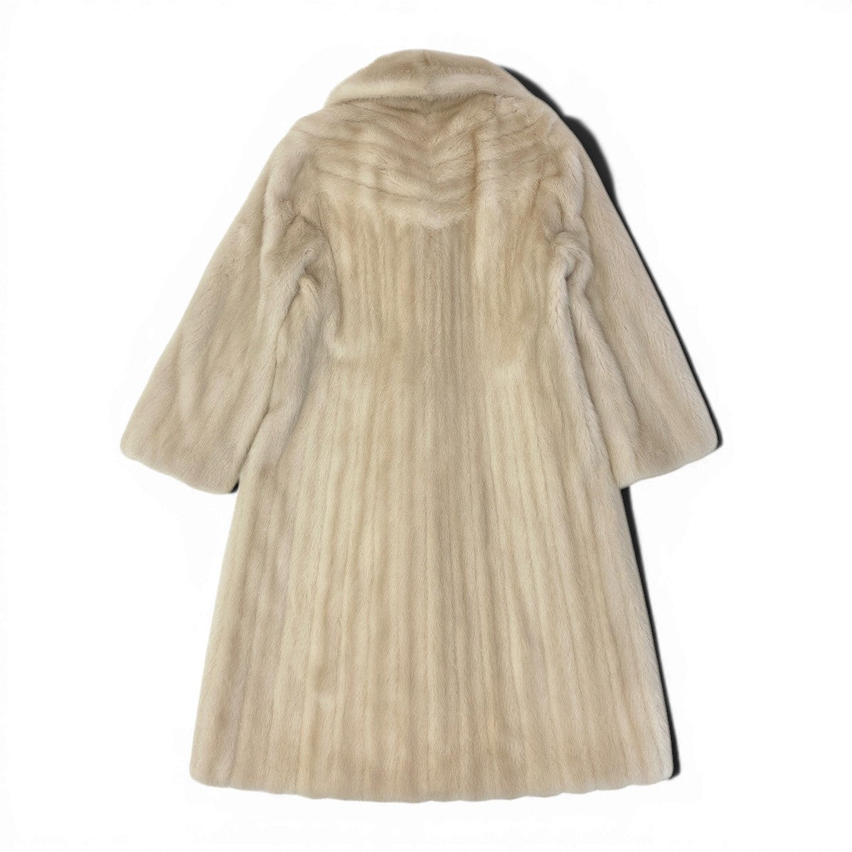 38f18 MIO パールミンク 超ロングコート 丈100cm サイズF ホワイト 最高級本毛皮 Pearl Mink Long Fur Coatt18r
