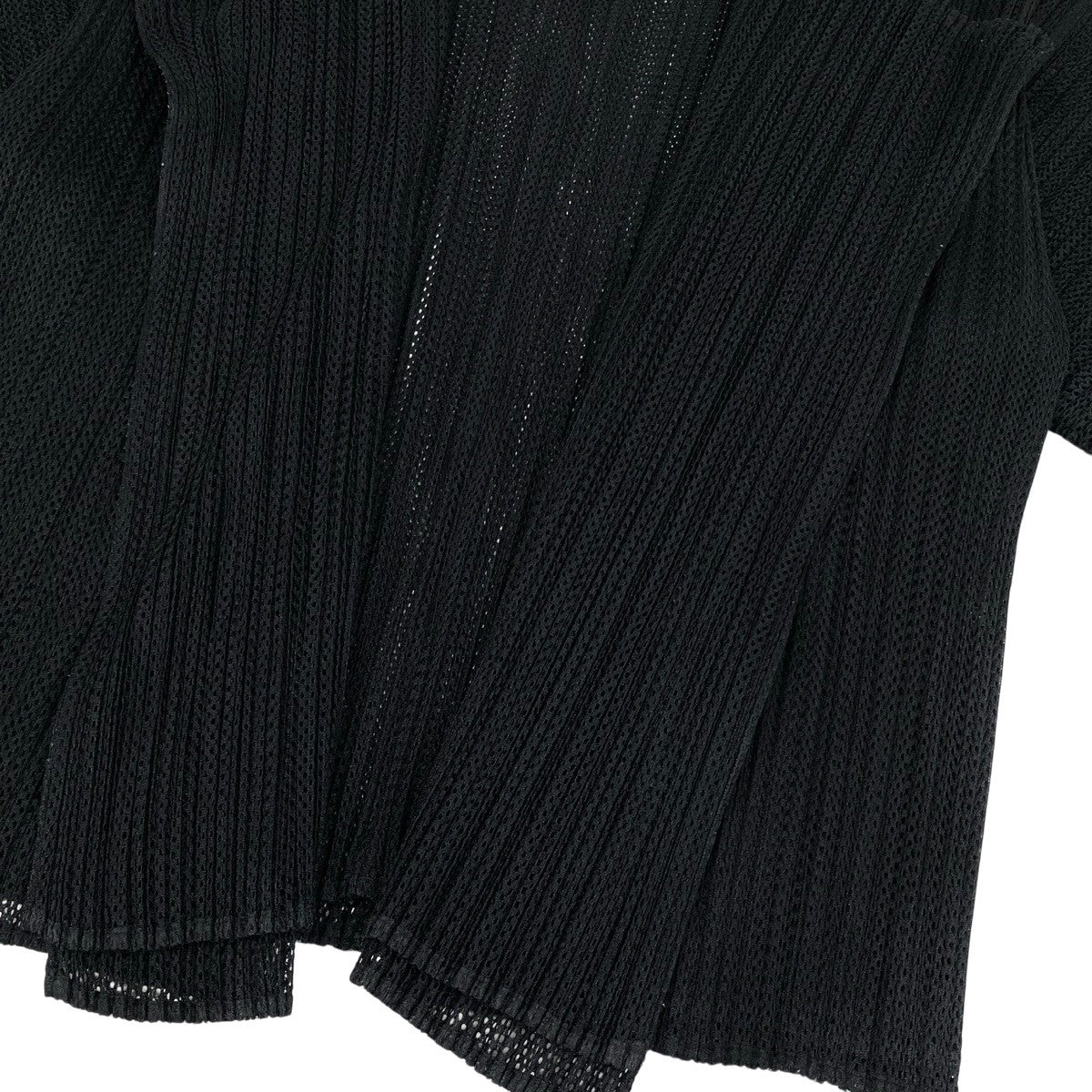 Ah28 PLEATS PLEASE プリーツプリーズ レイヤード風 半袖シアーカーディガン ブラック レディースo07t