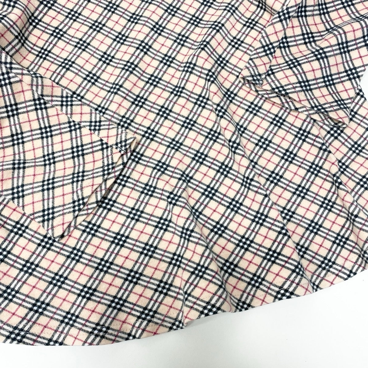 47f17 BURBERRY LONDON バーバリーロンドン ホース刺繍 ノバチェック Vネック 長袖Tシャツ カットソー トップス Mサイズ ベージュ コットン レディースo07t