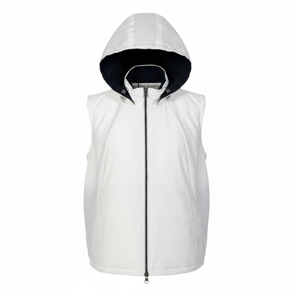 23e14 JIL SANDER ジルサンダー ジップアップ フーディ ベスト ジャケット イタリア製 34 ホワイト コットン レディースo07t