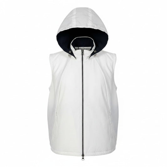 23e14 JIL SANDER ジルサンダー ジップアップ フーディ ベスト ジャケット イタリア製 34 ホワイト コットン レディースo07t