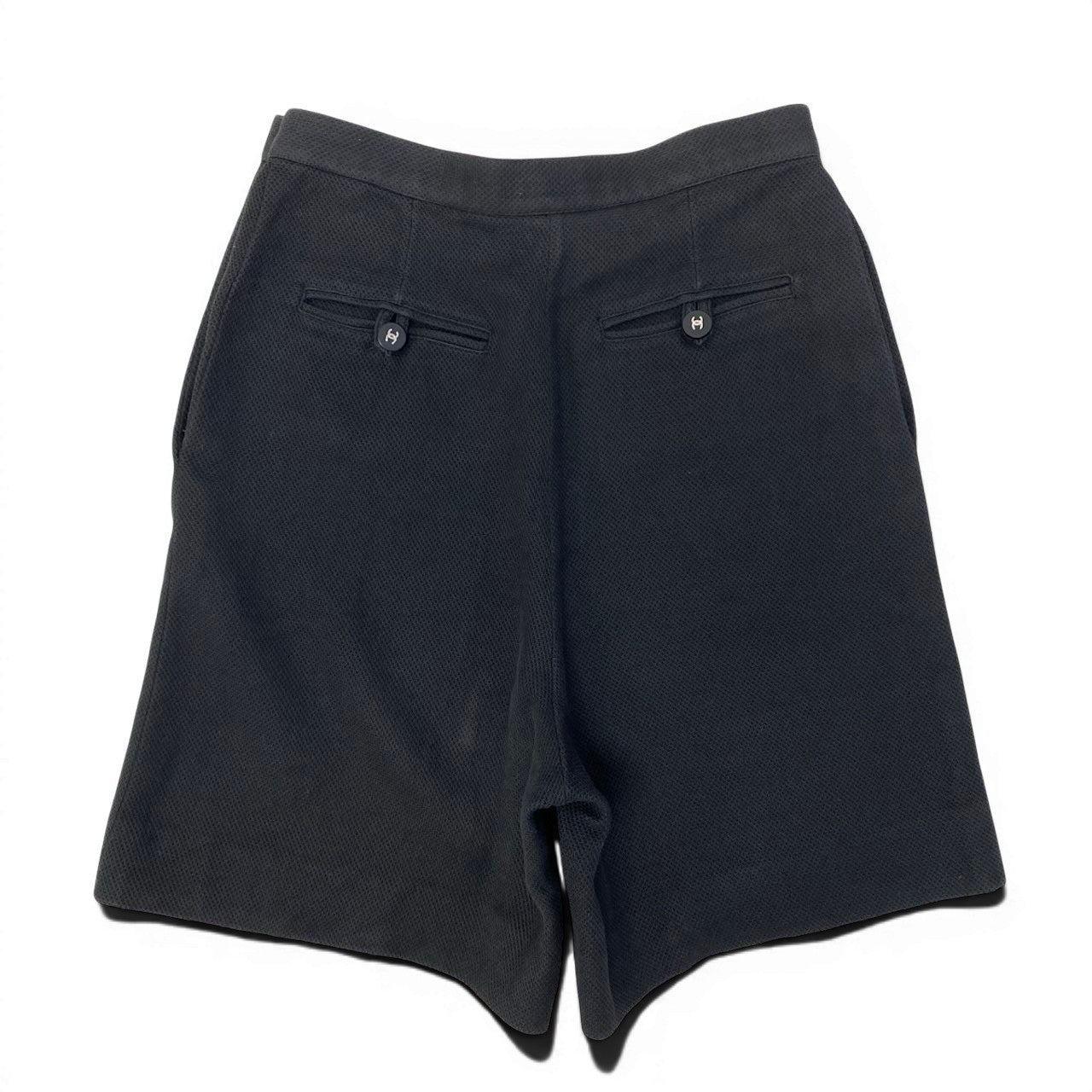 Cf9 CHANEL 1996年 ハーフパンツ ボトムス フランス製 36サイズ ブラック コットン100％ レディース 女性用u02t