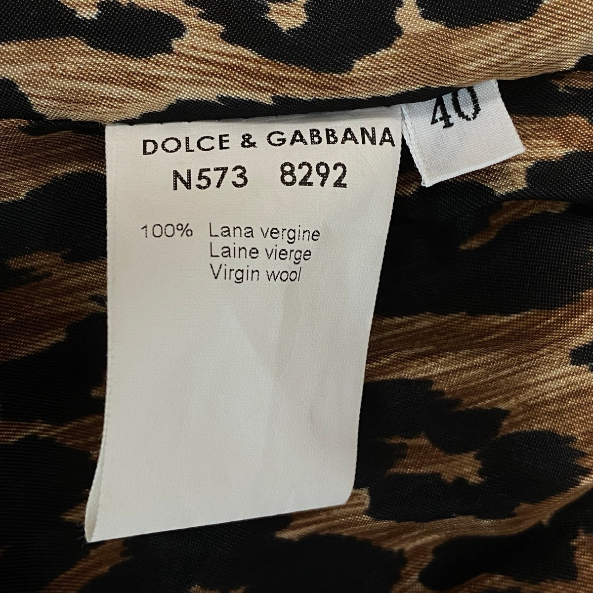 Ej22 DOLCE＆GABBANA ロングコート ウールコート ヒョウ柄 イタリア製 40サイズ ブラック ウール100％ レディース 女性用k02i