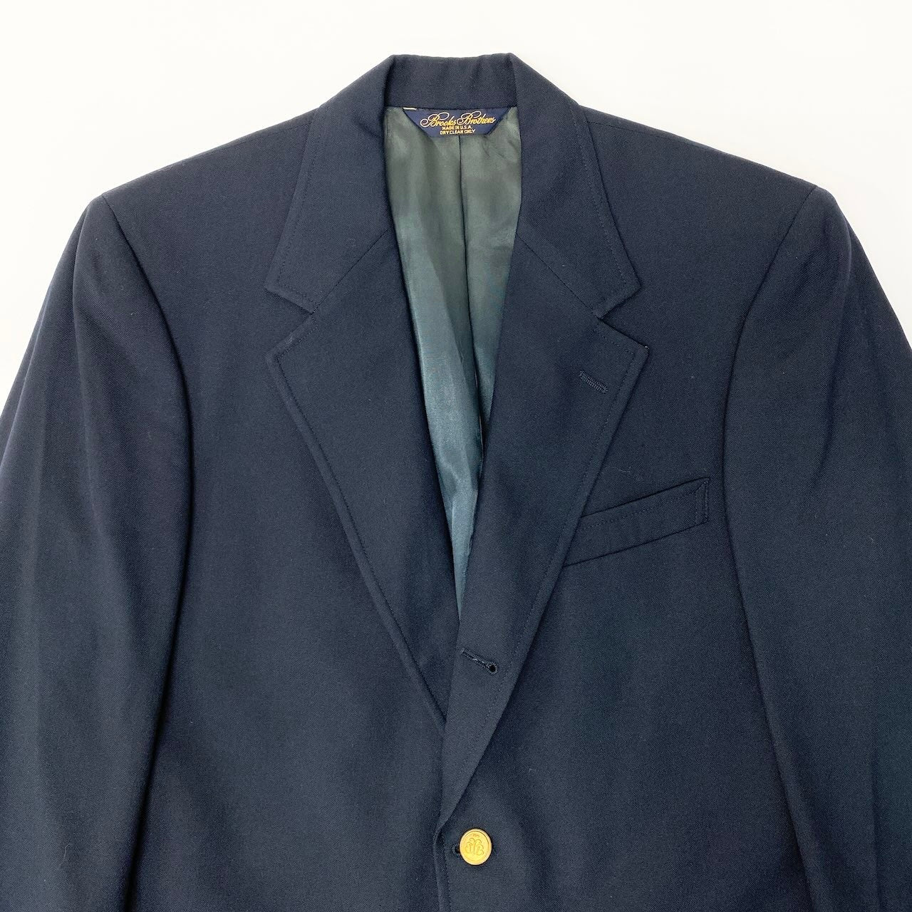 82c27 Brooks Brothers ブルックスブラザーズ テーラードジャケット 金ボタン 紺ブレ USA製 ウールジャケット メンズ 男性用 ブラック ウール100％u02t