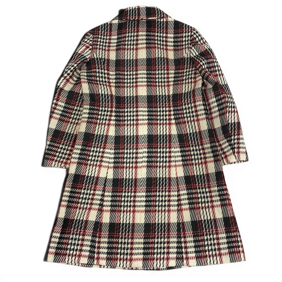 Af8 tricot COMME des GARCONS トリココムデギャルソン AD1996 90s チェック柄 ロングコート 日本製  TO-100060 ブラック レッド ホワイト ポリエステル レディースnu1
