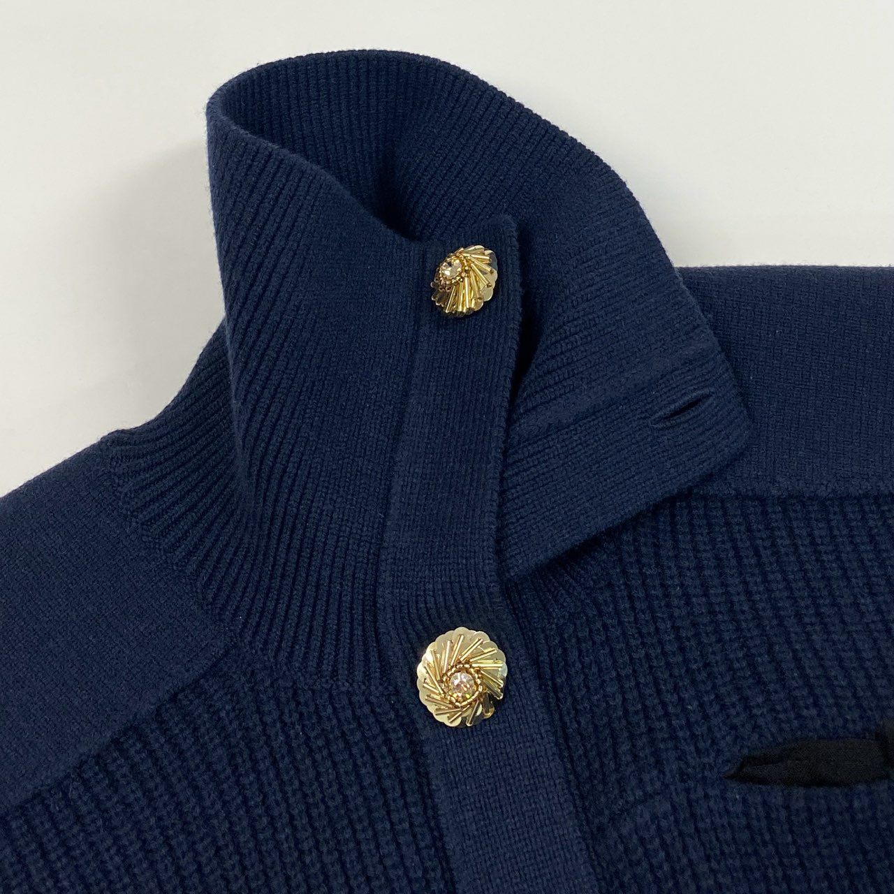 Eb19 【美品】 LOUIS VUITTON ルイヴィトン 25SS ジュエルボタン スリーブレス カーディガン ウールカシミヤ混紡 レディース Jewel Button Sleeveless Cardigan XS ナイトブルーt18r