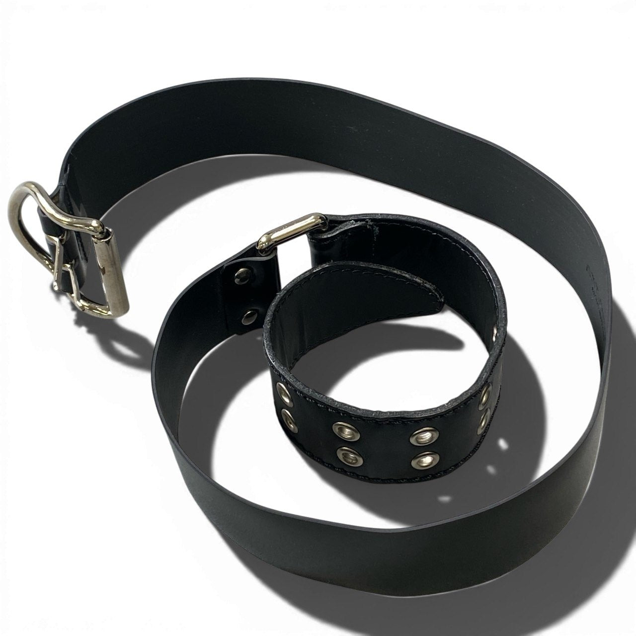 a5 DOLCE&GABBANA ドルチェアンドガッパーナ ベルト 切替デザイン イタリア製 38 80 ブラック レディースk02i