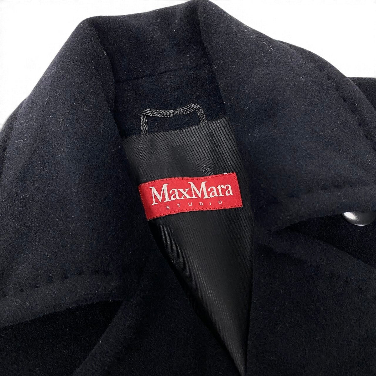 12i25 Max Mara マックスマーラ ウールコート アンゴラ混 ロングコート 裏地ブランドロゴ 34 ブラック レディース 女性用u02t