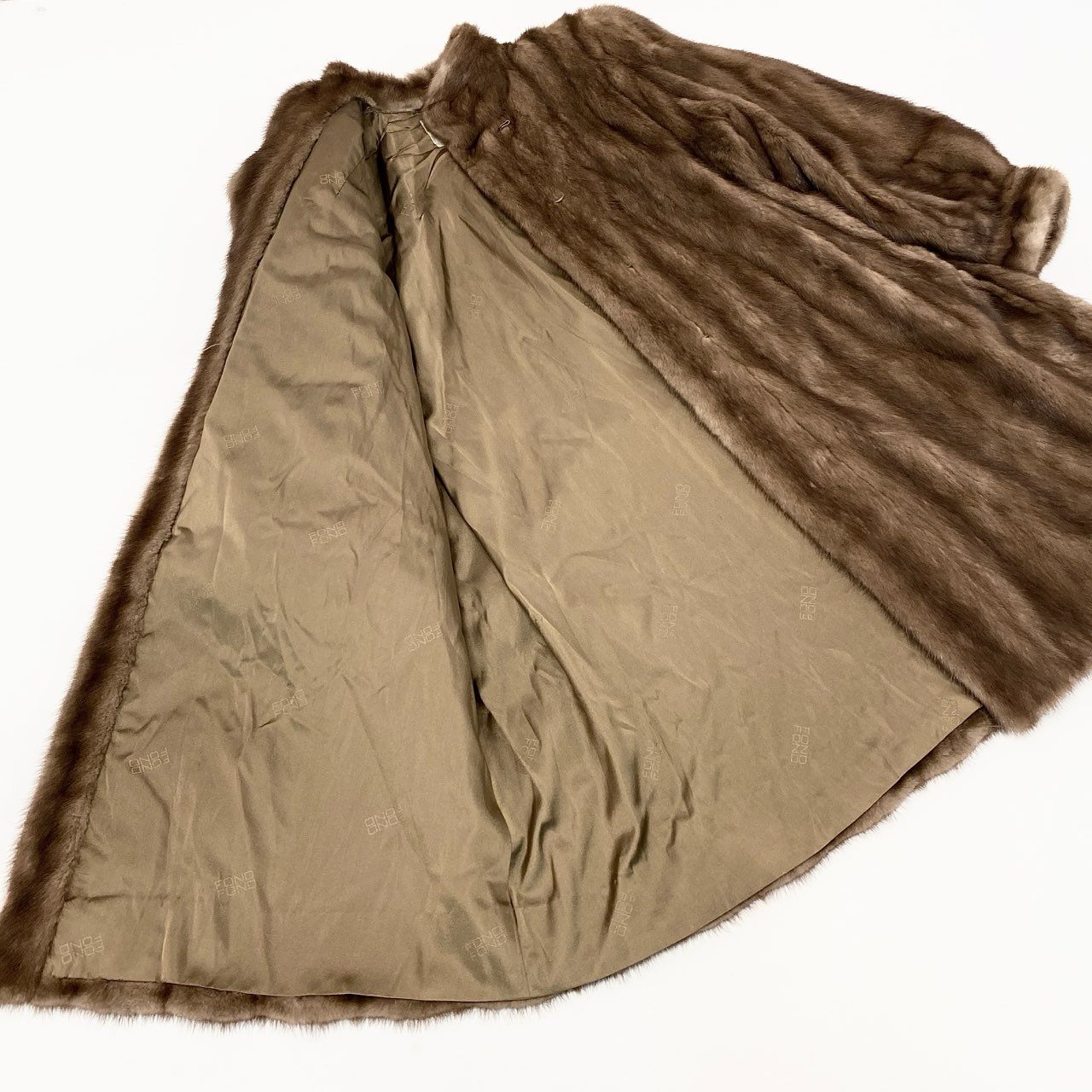 32k28 FOND MOON BAT ムーンバット パステルミンク ロングコート 着丈97cm F 茶系 本毛皮 MINK FUR リアルファーt18r