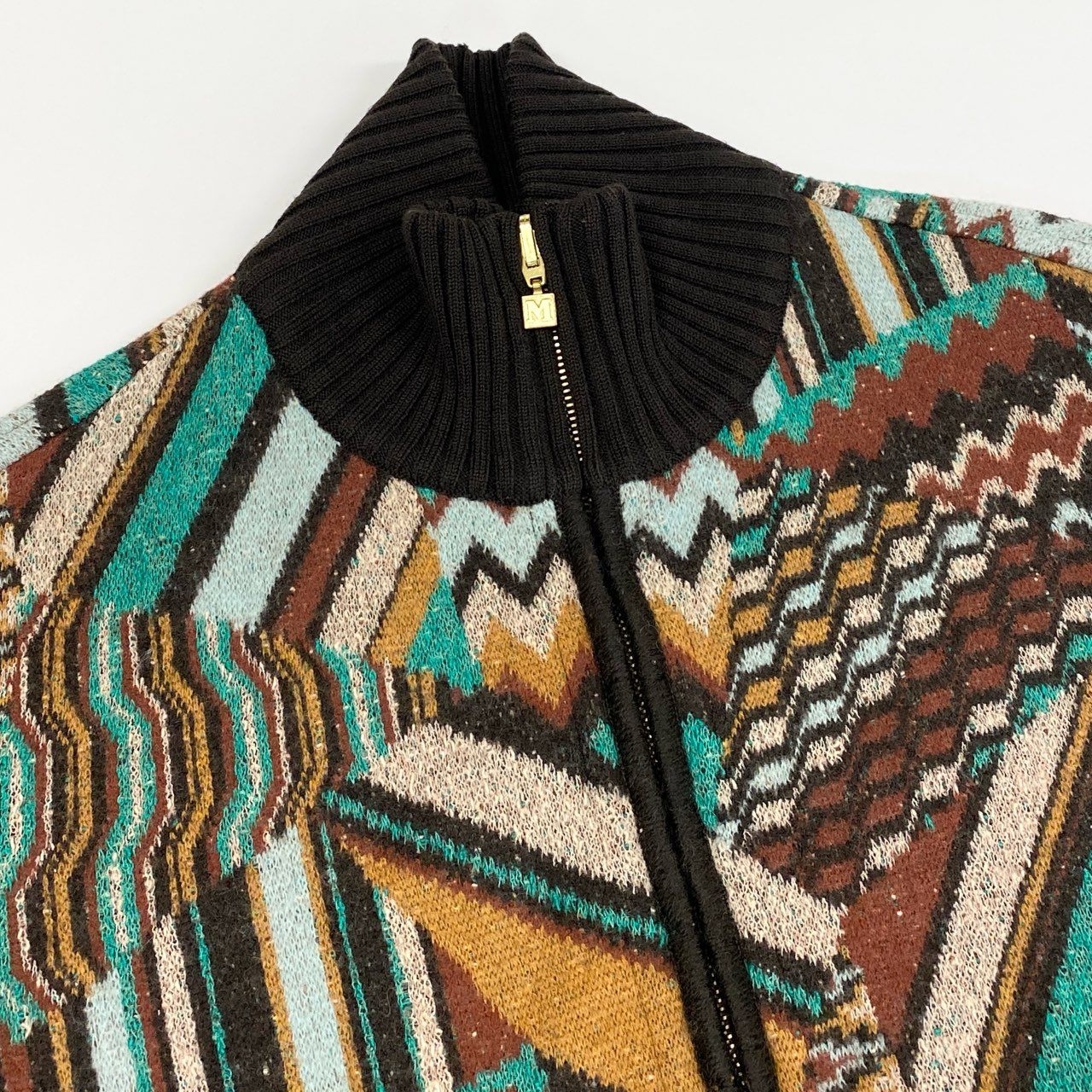 7L5 MISSONI ミッソーニ ニットジャケット ニットブルゾン 50周年モデル イタリア製 Sサイズ相当 マルチカラー メンズu02t