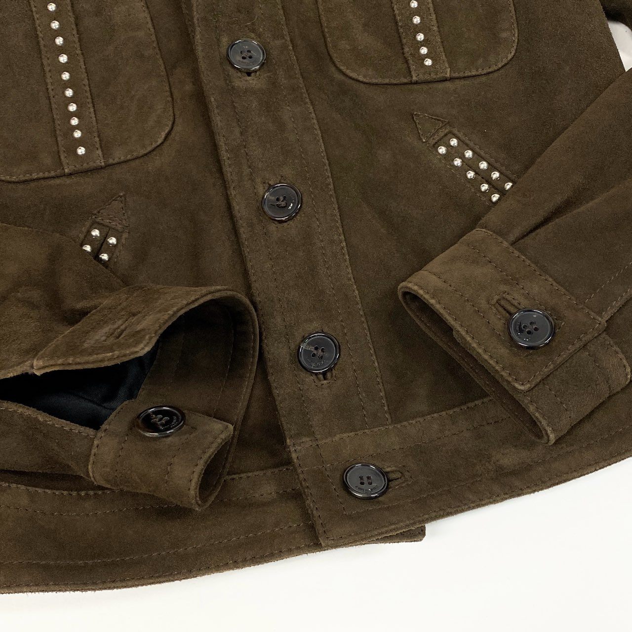 Ab9 SAINT LAURENT サンローラン スタッズジャケット ウエスタンジャケット 34サイズ ブラウン 山羊革 レディース 女性用k02i