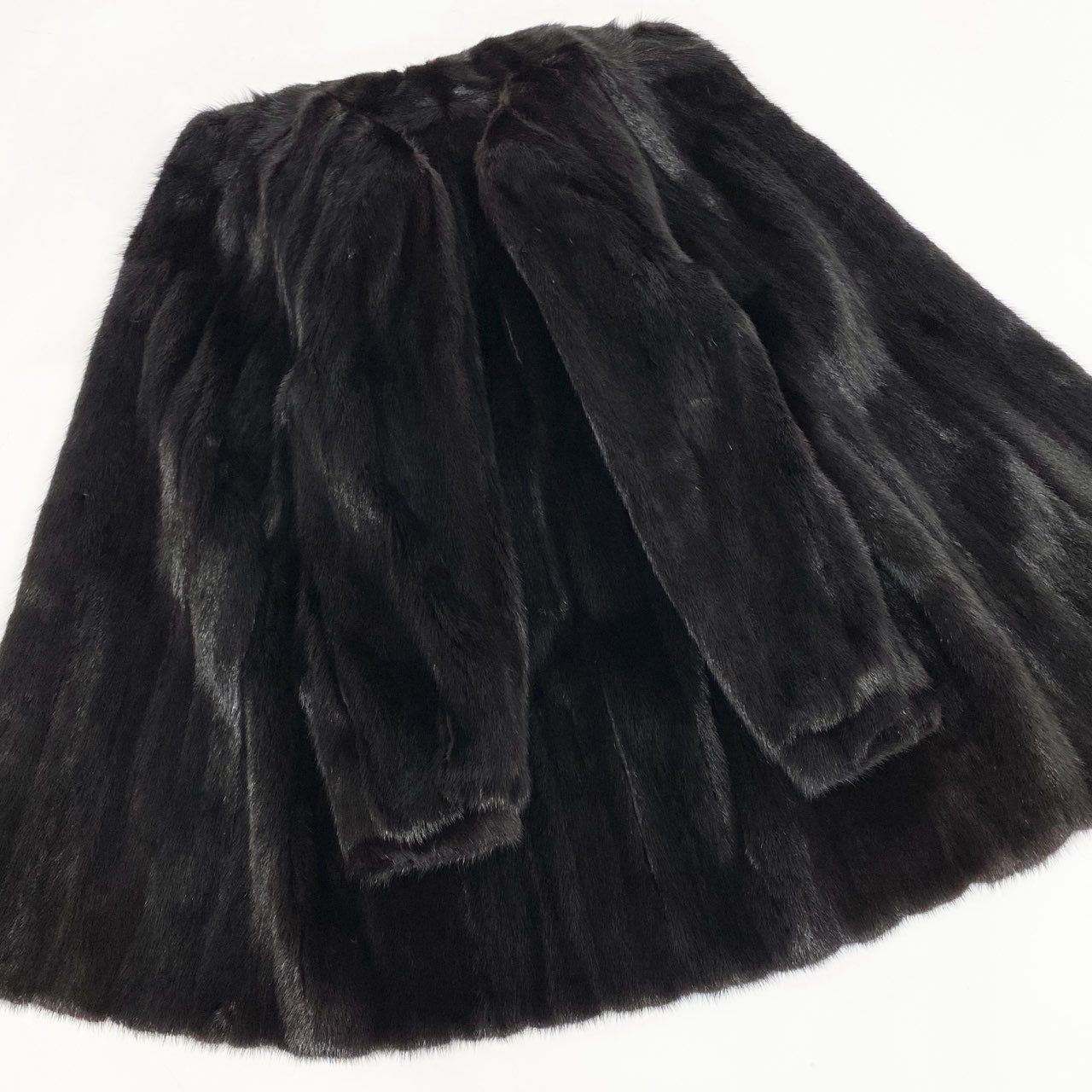 17a16 ダークミンク ロングコート サイズ11 Black ブラック 本毛皮 Dark Mink Fur Long Coatt18r