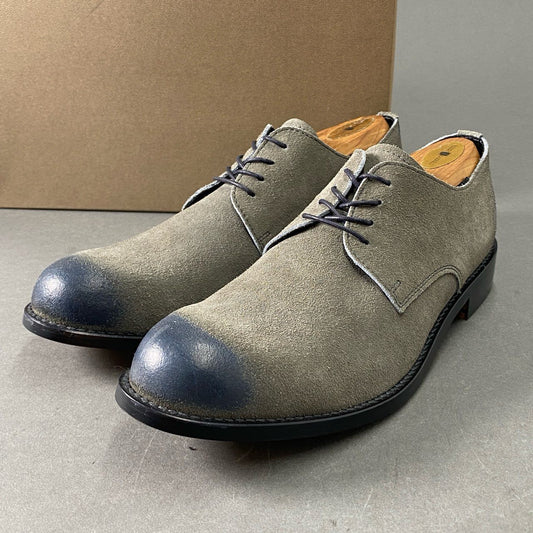 12f6 《極美品》 PADRONE パドローネ DERBY PLAIN TOE SHOES ダービープレーントゥシューズ 40 グレー スウェードレザー COW LEATHER 箱付き