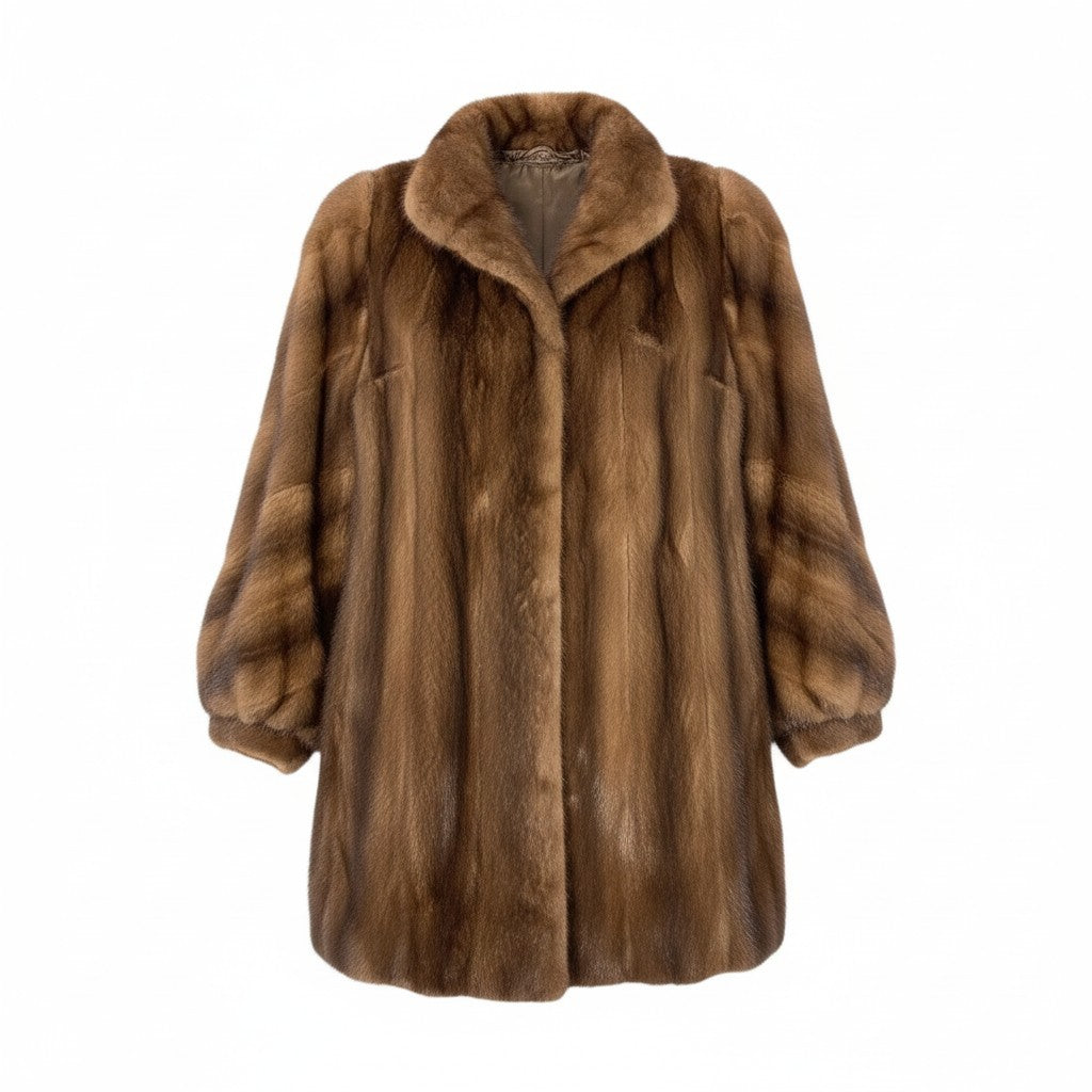 42L8 SAGA MINK サガミンク 銀サガ デミバフミンク ロングコート 横段スリーブ サイズ11号 ブラウン 最高級本毛皮 螺旋袖 MINK FURt18r