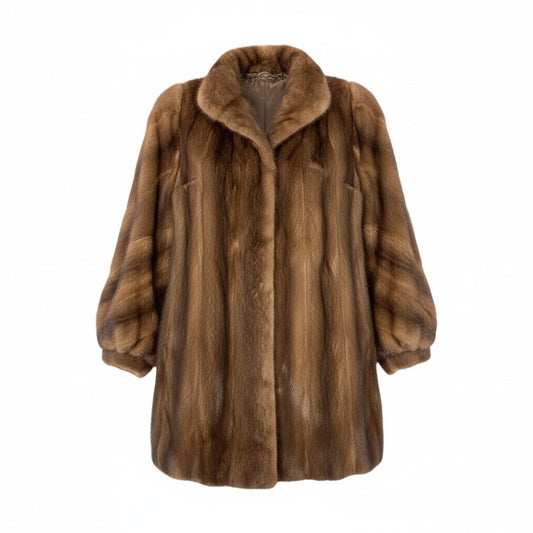 42L8 SAGA MINK サガミンク 銀サガ デミバフミンク ロングコート 横段スリーブ サイズ11号 ブラウン 最高級本毛皮 螺旋袖 MINK FURt18r