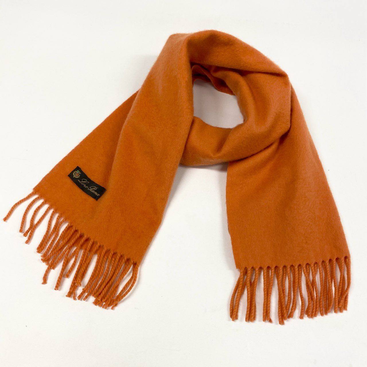 l15 Loro Piana ロロピアーナ カシミヤ100 フリンジマフラー 総カシミア ストール オレンジ カシミヤ メンズ 男性用u02t