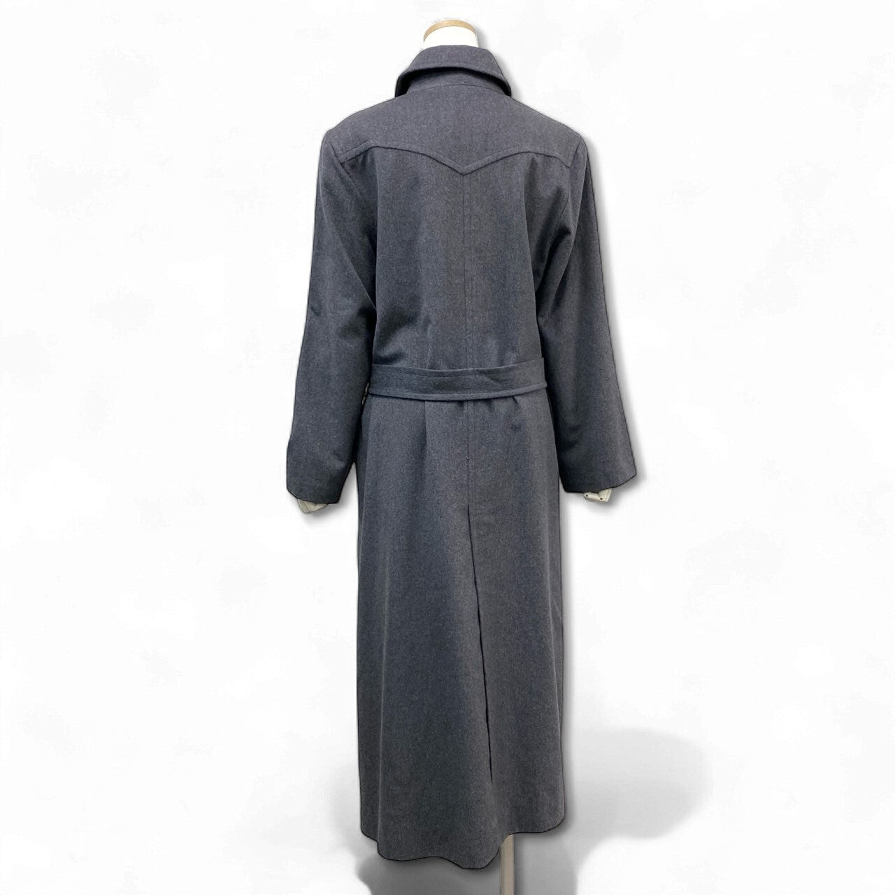 4k23 jun ashida ジュンアシダ ステンカラーコート ロングコート ダブルブレスト オリラグ混 レディース 女性用 L ダークグレーu02t