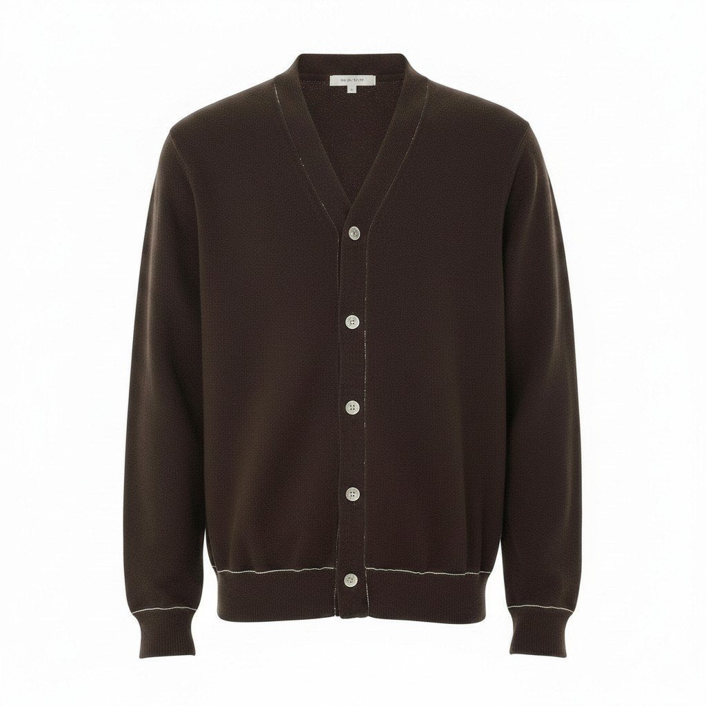 50e8 COMME des GARCONS コムデギャルソン ロングスリーブニットカーディガン Vネック トップス OT-N002 Mサイズ ブラウン ウール100％ メンズ 男性用u02t