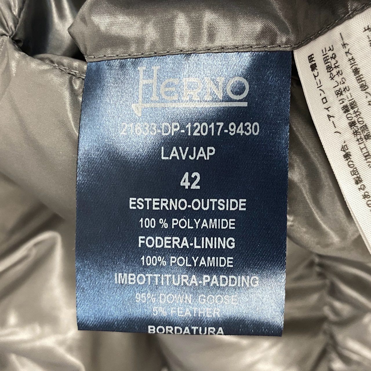 75j29 HERNO ヘルノ ロング ダウンコート アウター フォックスファー着脱可 21633DP 12017 2000 42サイズ グレー レディースu02t