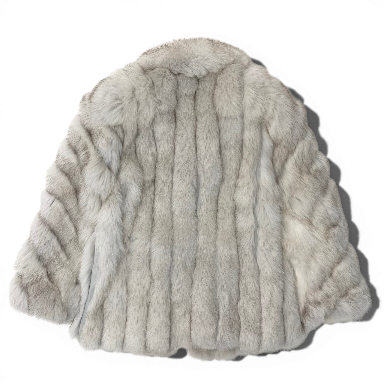 34g1 SAGA FOX サガフォックス 銀サガ ブルーフォックス 横段 ファーコート サイズ9 ホワイト 最高級本毛皮 Fox Fur Coatt18r