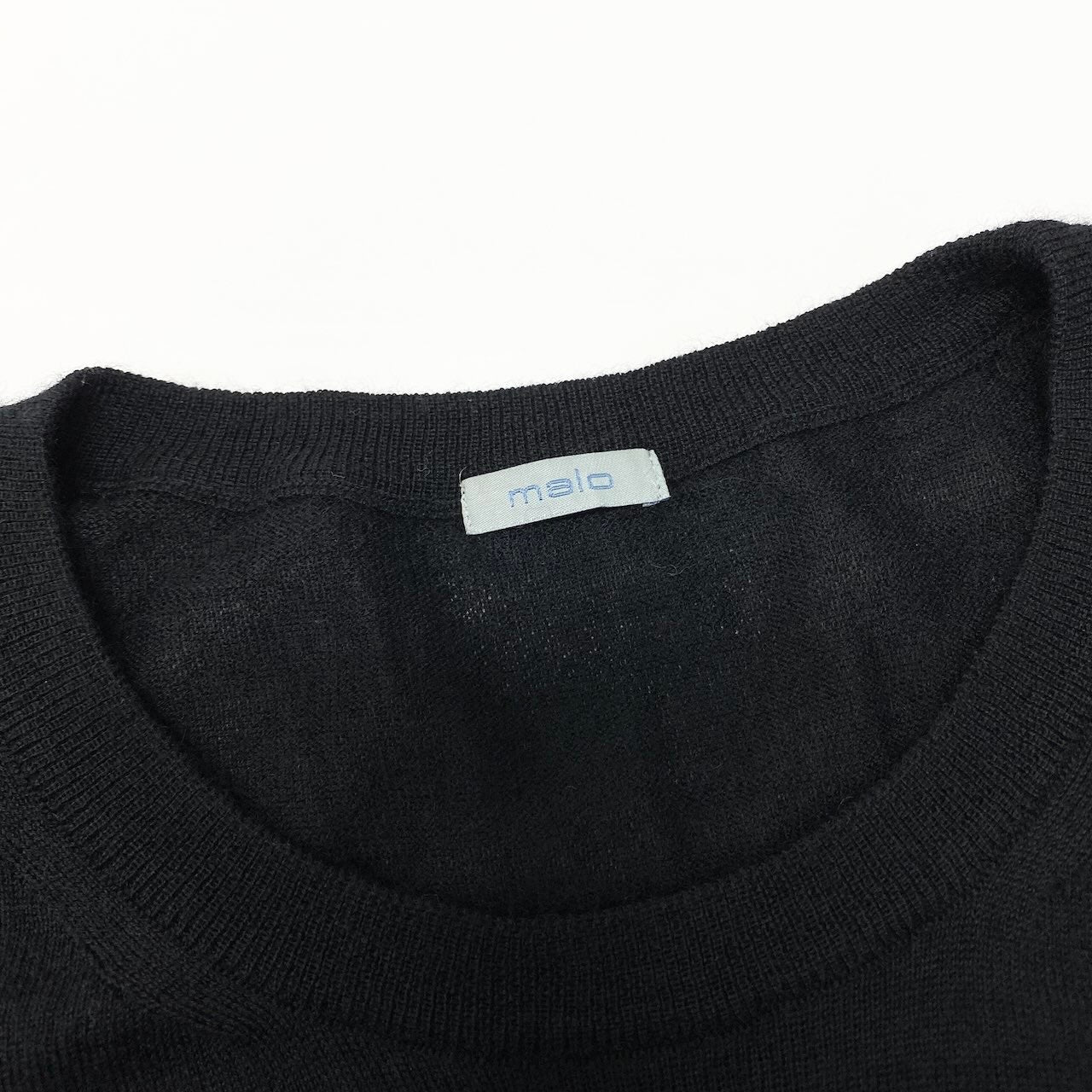 42c24 malo マーロ カシミヤニットセーター ロングスリーブニット トップス イタリア製 50サイズ ブラック カシミヤ100％ メンズ 男性用u02t