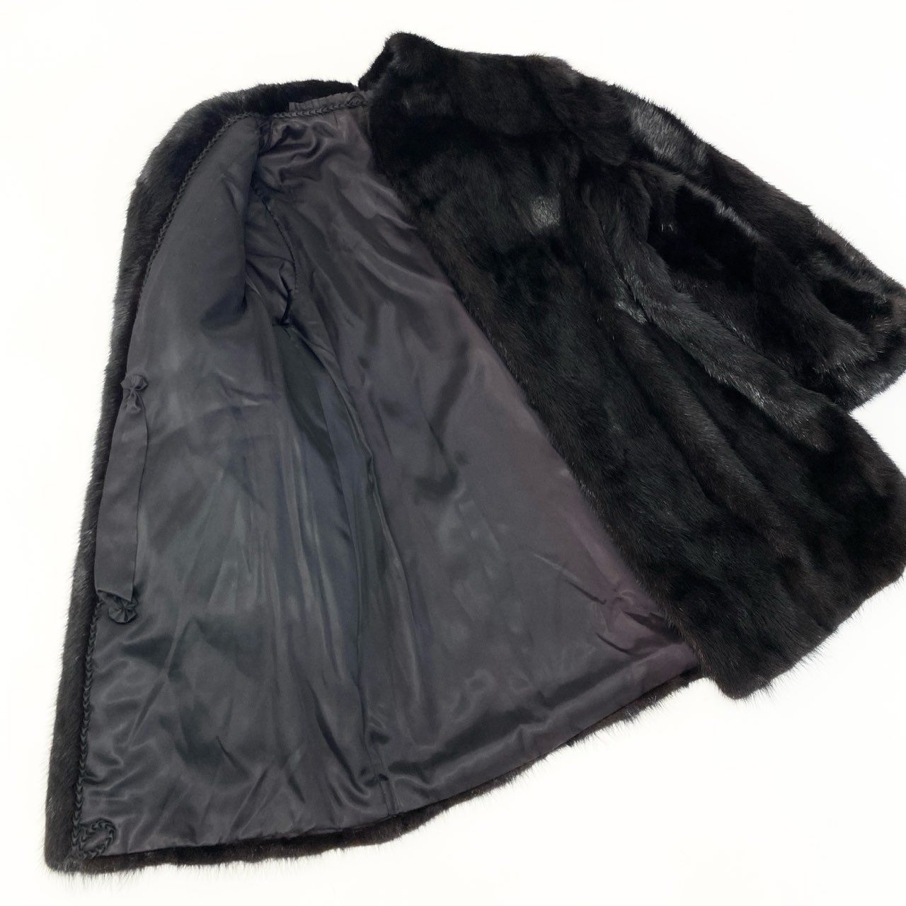 57a14 SAGA MINK サガミンク 金サガ 横段 ダークミンク ロングコート サイズ13 ダークブラウン 最高級本毛皮 Mink Fur Capet18r