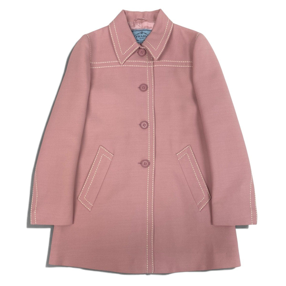 Ei4 PRADA ステッチデザイン コートジャケット 42サイズ ピンク レディース 女性用u02t