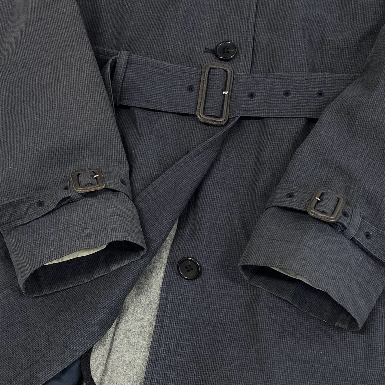 13j29 MARGARET HOWELL マーガレットハウエル ショートトレンチコート ジャケット アウター ライナー着脱可 578-212904 1サイズ ネイビー レディースu02t