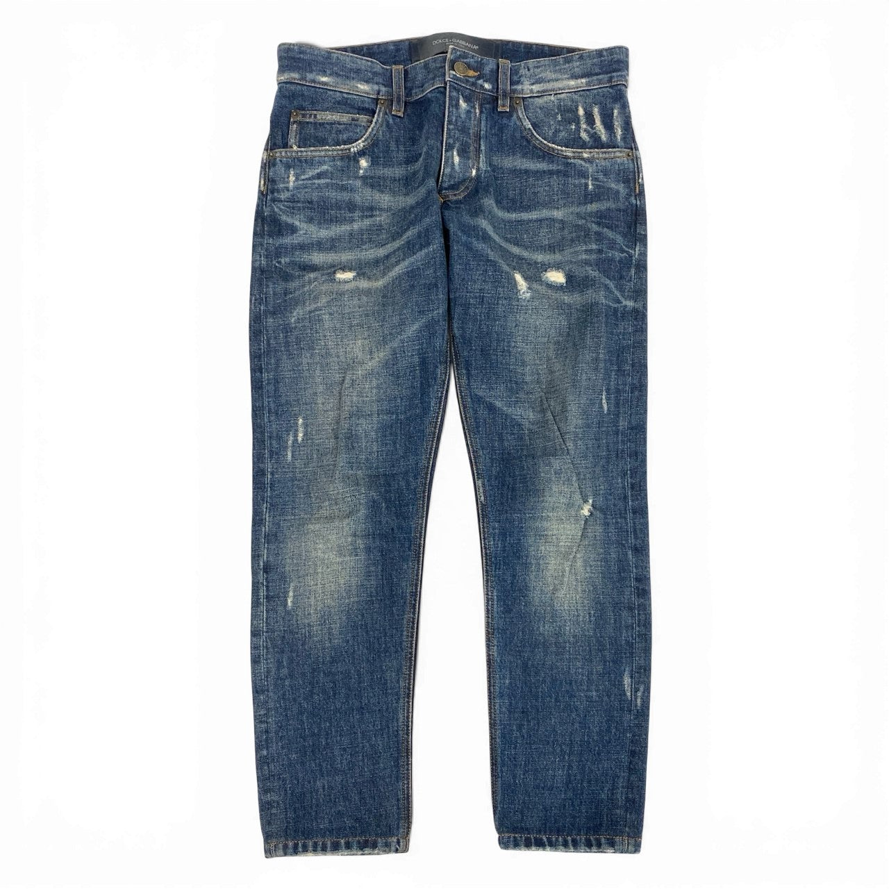 85L19 DOLCE&GABBANA DENIM ドルチェアンドガッパーナ 14GOLD デニムパンツ ダメージデニム ジーンズ イタリア製 メンズ 紳士服 G6IALD 44 インディゴブルー コットン100％k02i