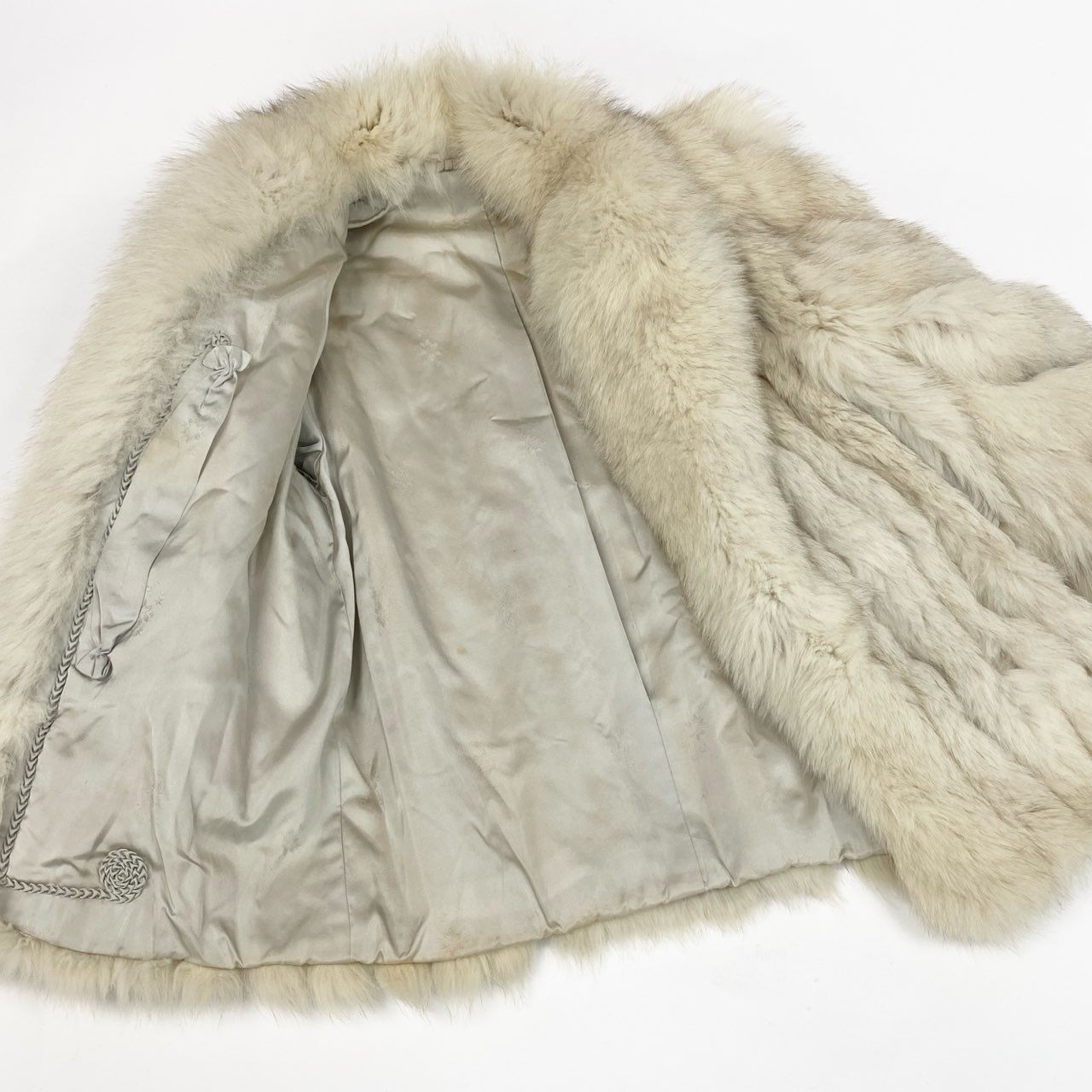 73a21 ブルーフォックス ファーコート サイズF ホワイト 本毛皮 Blue Fox Fur Coat リアルファーt18r