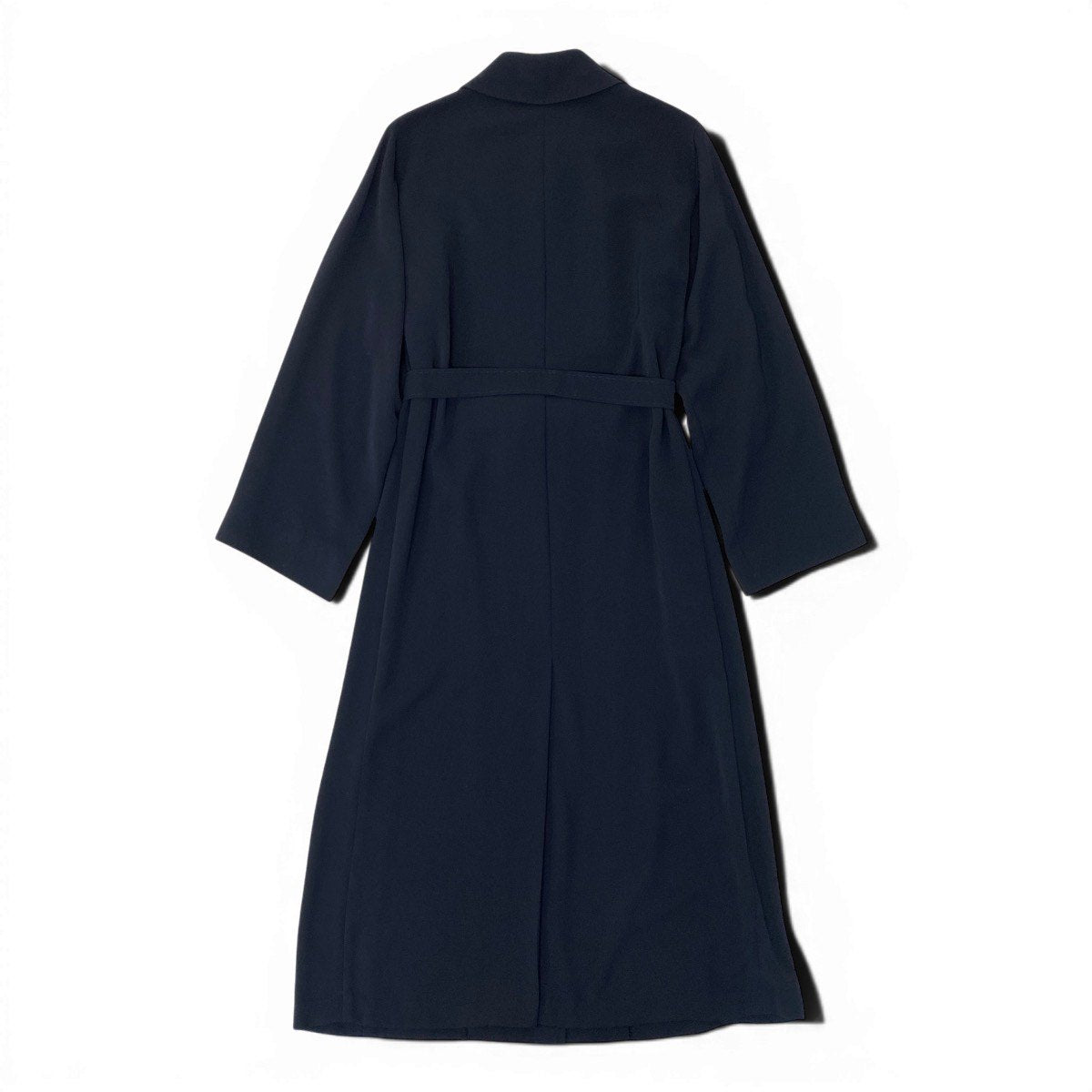25g14 Max Mara マックスマーラ ステンカラーコート ロングコート 薄手 サイズ40 イタリア製 ネイビー レディースu02t