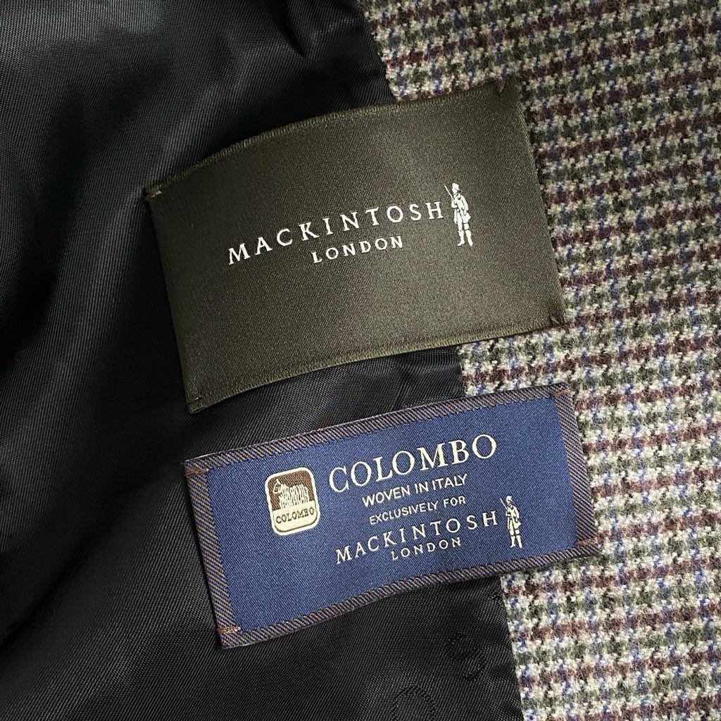 52h10 MACKINTOSH マッキントッシュ COLOMBO 千鳥チェック テーラードジャケット 38 グレー ブレザー