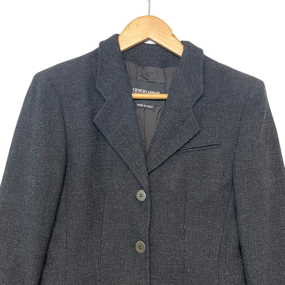 61i14 GIORGIO ARMANI ジョルジオアルマーニ テーラードジャケット  ツイードジャケット イタリア製 38サイズ ブラック レディース 女性用u02t