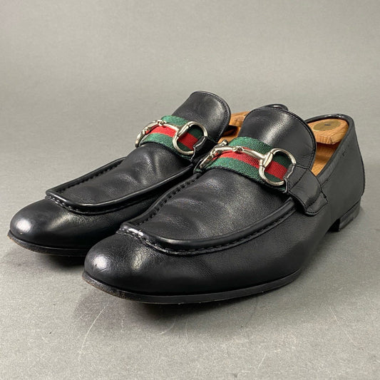 2e19 GUCCI グッチ シェリーライン ホースビット ローファー 42 ブラック レザー 革靴 シューズ ビジネス