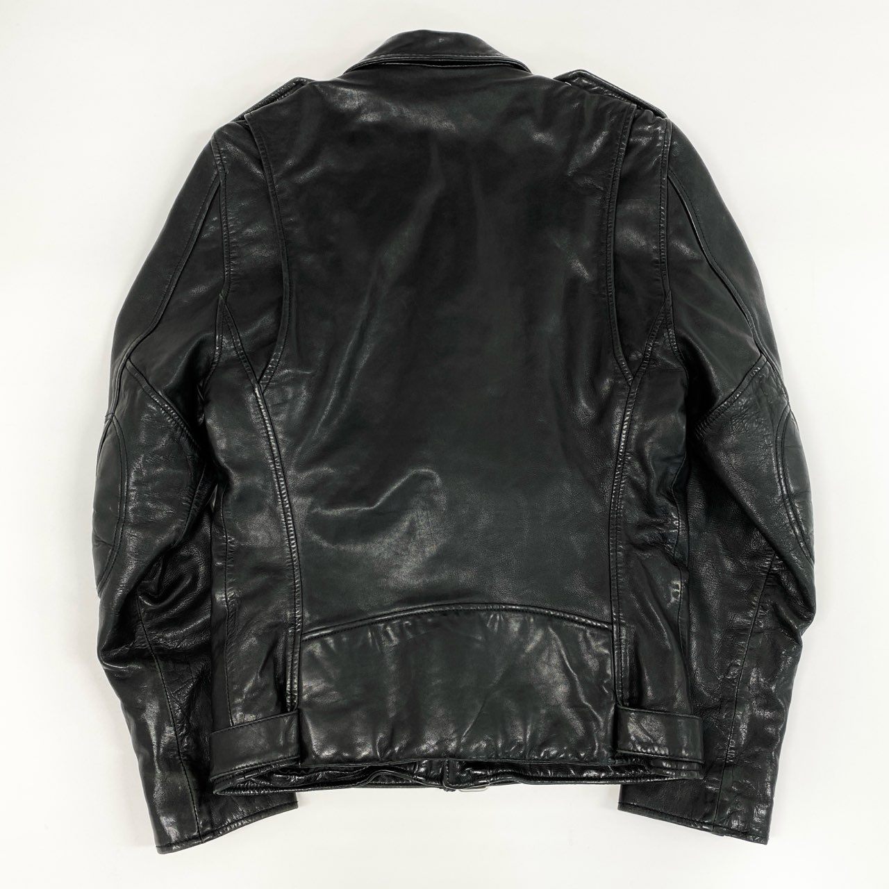 43f25 BLK DNM ブラックデニム ラムレザー ダブルライダースジャケット ブルゾン  M ブラック 羊革 メンズ