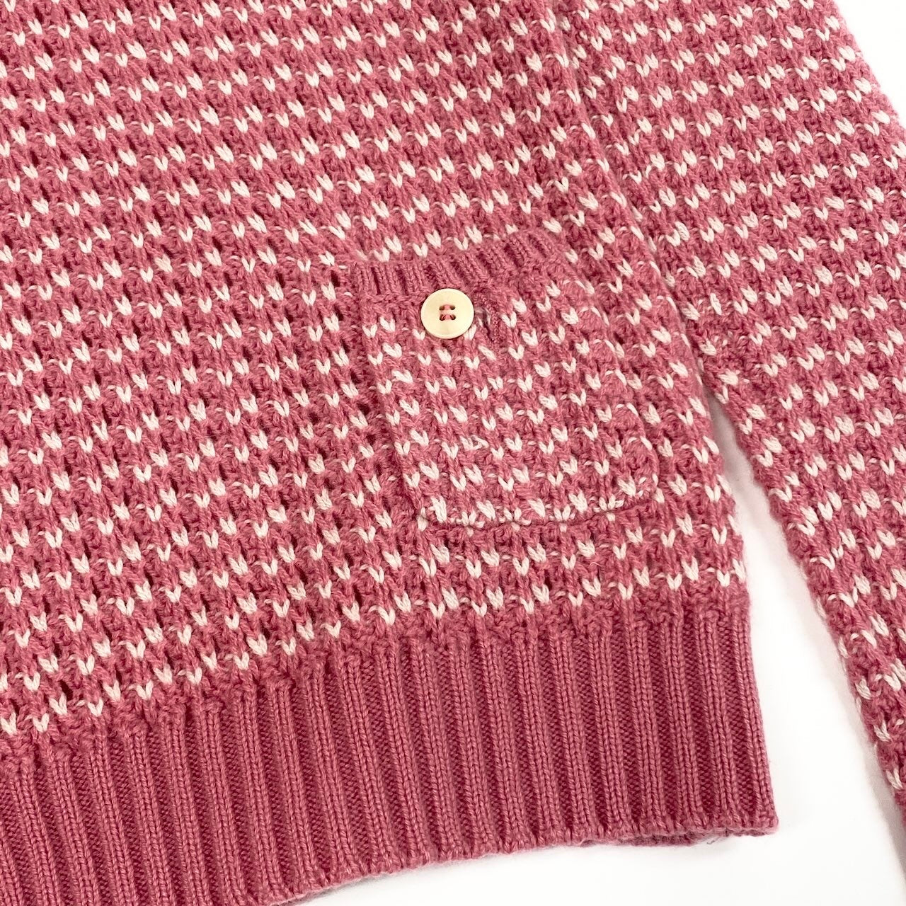 e1 Loro Piana カシミヤニットセーター Vネック イタリア製 40サイズ ピンク ホワイト カシミヤ100％ レディース 女性用ta1