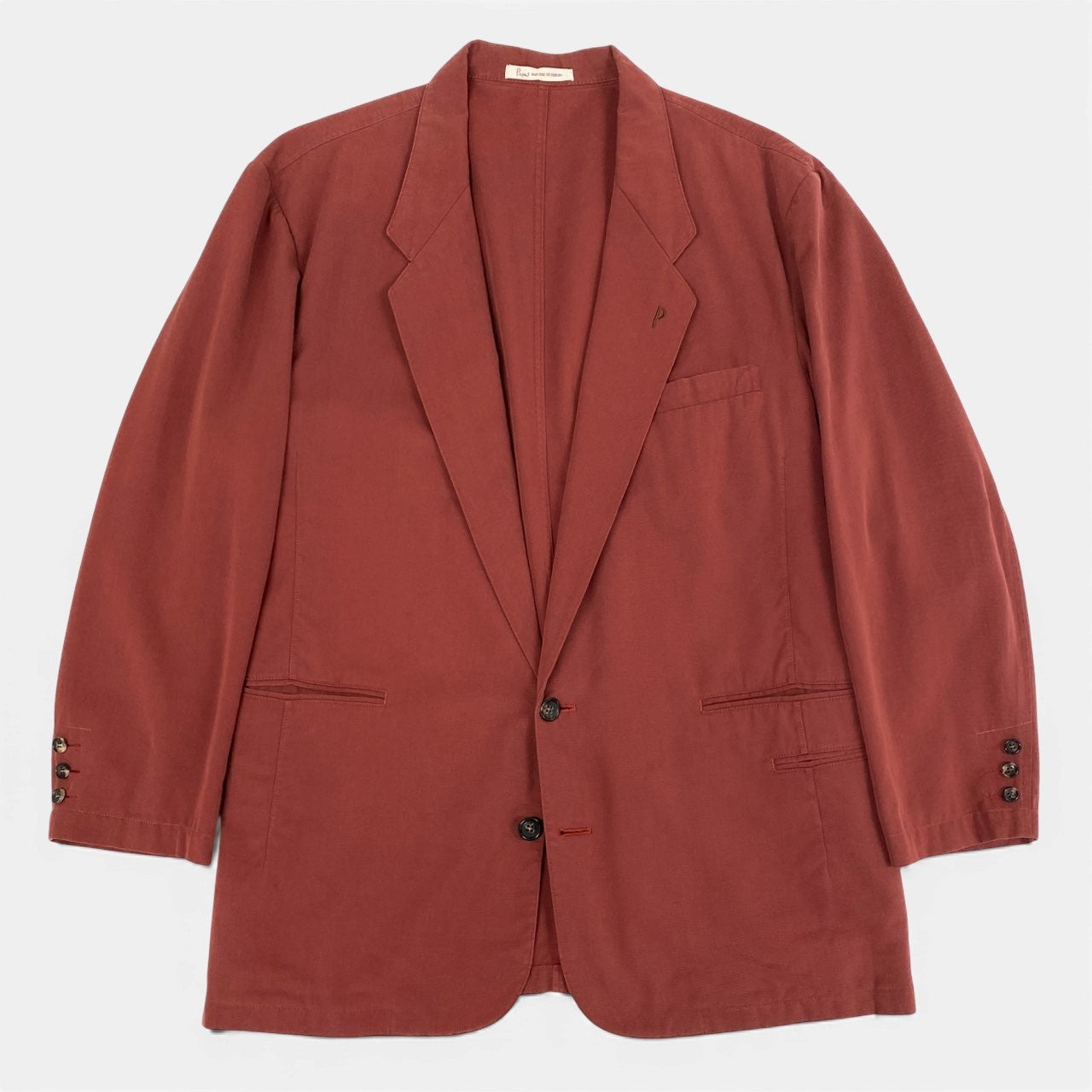 36a7 Papas パパス テーラードジャケット サマージャケット ロゴ刺繡 M レッド メンズ 紳士服u02t