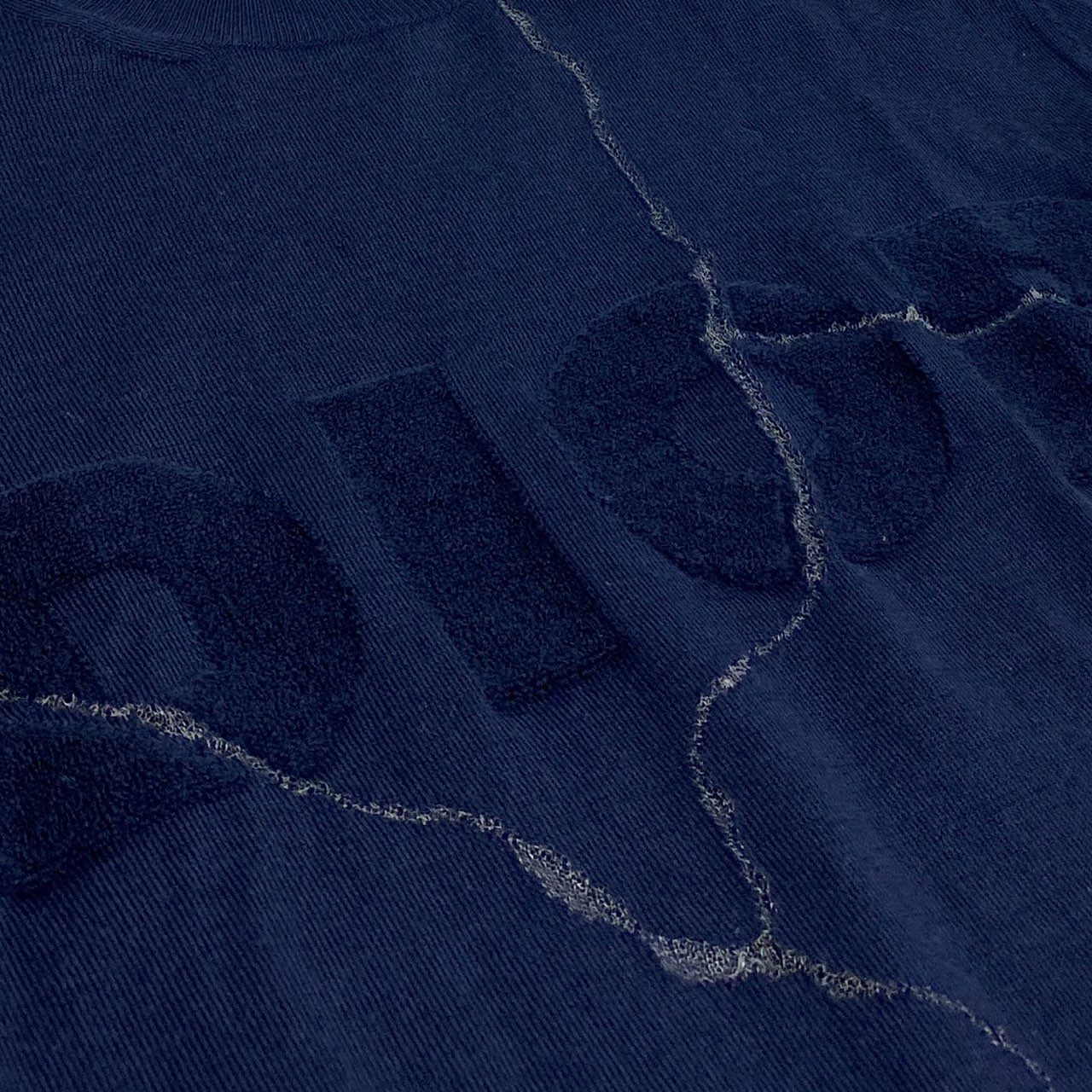 55L23 DIOR HOMME ディオール オム 20年製 Crack Embroidery Logo Knit 薄手変形ニットセーター トップス 023M654AT090 XSサイズ ネイビー メンズo07t