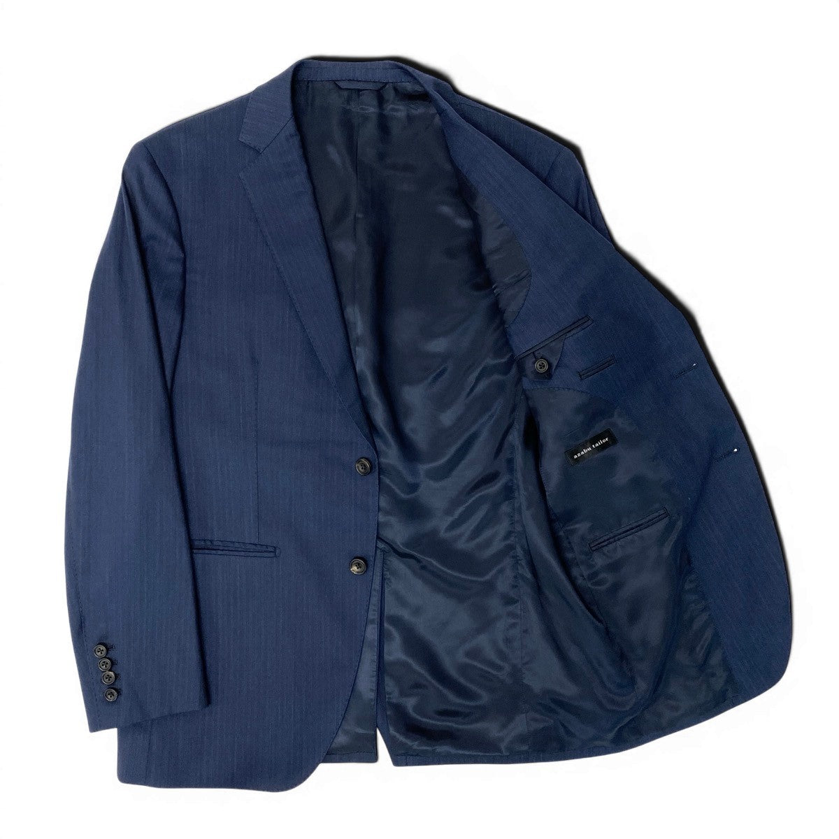 36e27 【美品】 azabu tailor 麻布テーラー Loro Piana ロロピアーナ生地 セットアップ オーダースーツ シングル 2B XLサイズ ネイビー メンズ 紳士服u02t