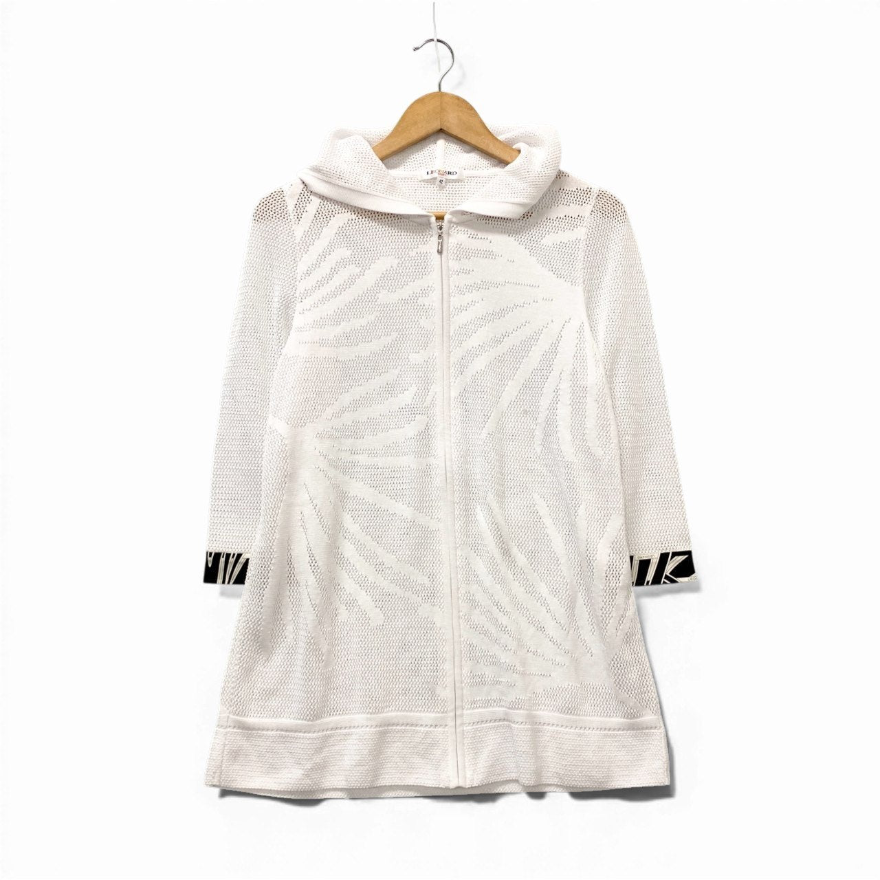 14b13 LEONARD レオナール ニットフーディージャケット ジップアップパーカー トップス 0577362 42サイズ ホワイト レディース 女性用u02t