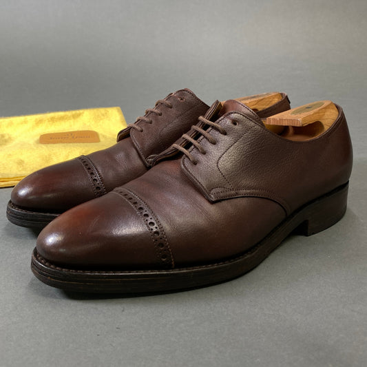 1h1 JOHN LOBB ジョンロブ RUSSEL ラッセル パンチドキャップトゥ ドレスシューズ 8E ブラウン レザー ビジネス 革靴 保存袋付きt18r