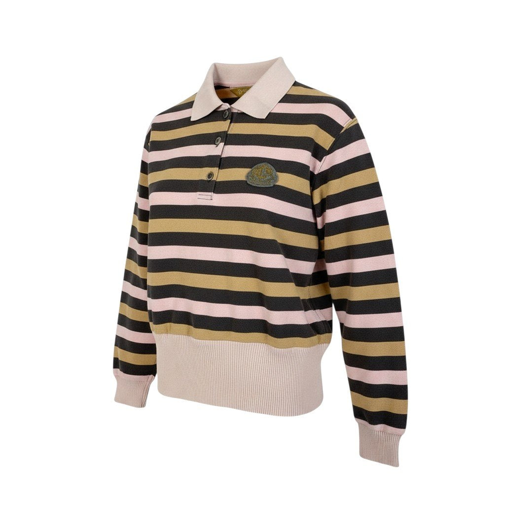 46a30 Vintage Christian Dior ヴィンテージクリスチャンディオール エンブレムロゴ 長袖ポロシャツ ボーダー Polo Shirt Emblem Logo S マルチカラー コットン レディースo07t