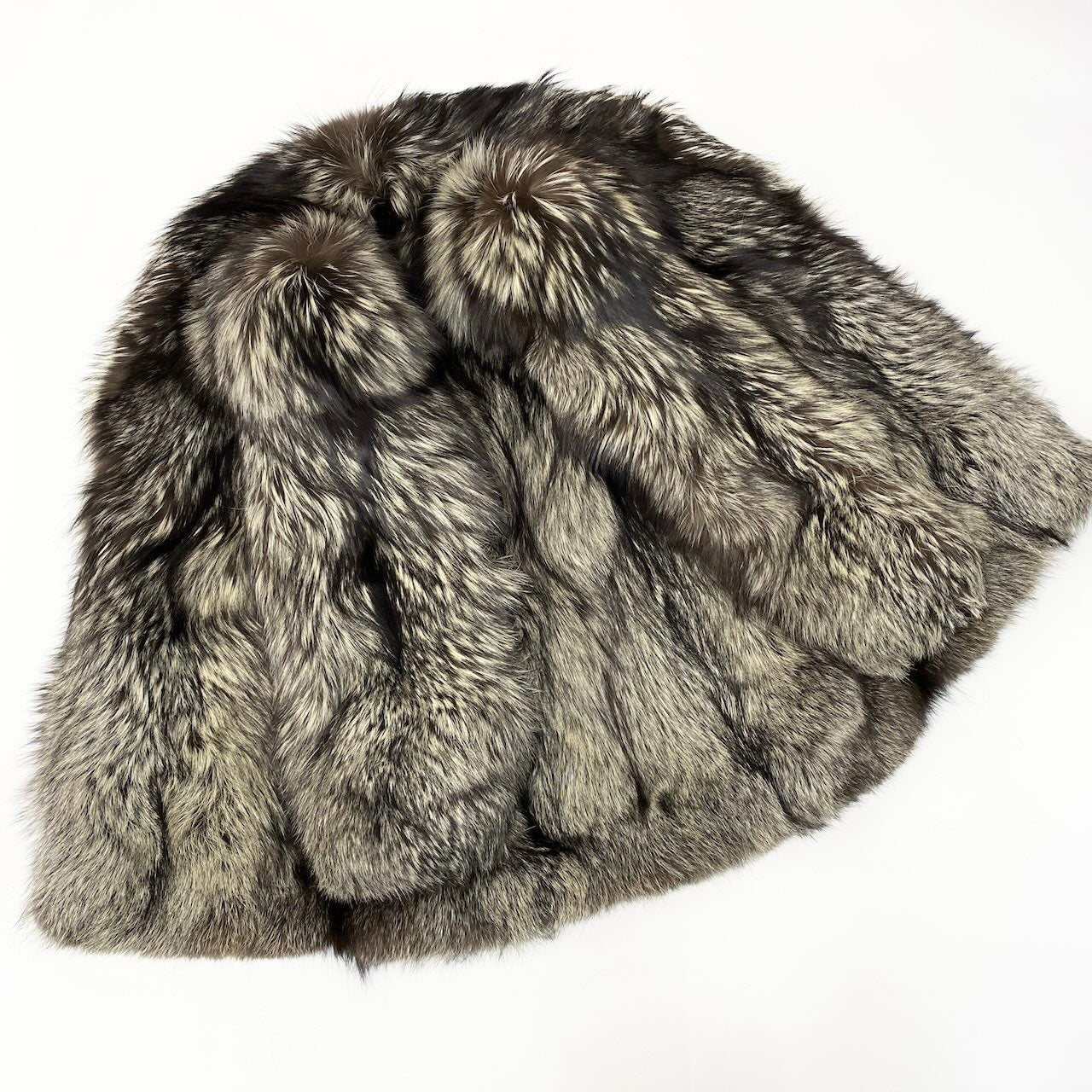 12c14 極厚 シルバーフォックスファー ロングコート サイズF 茶系 本毛皮 Silver Fox Fur Long Coatt18r