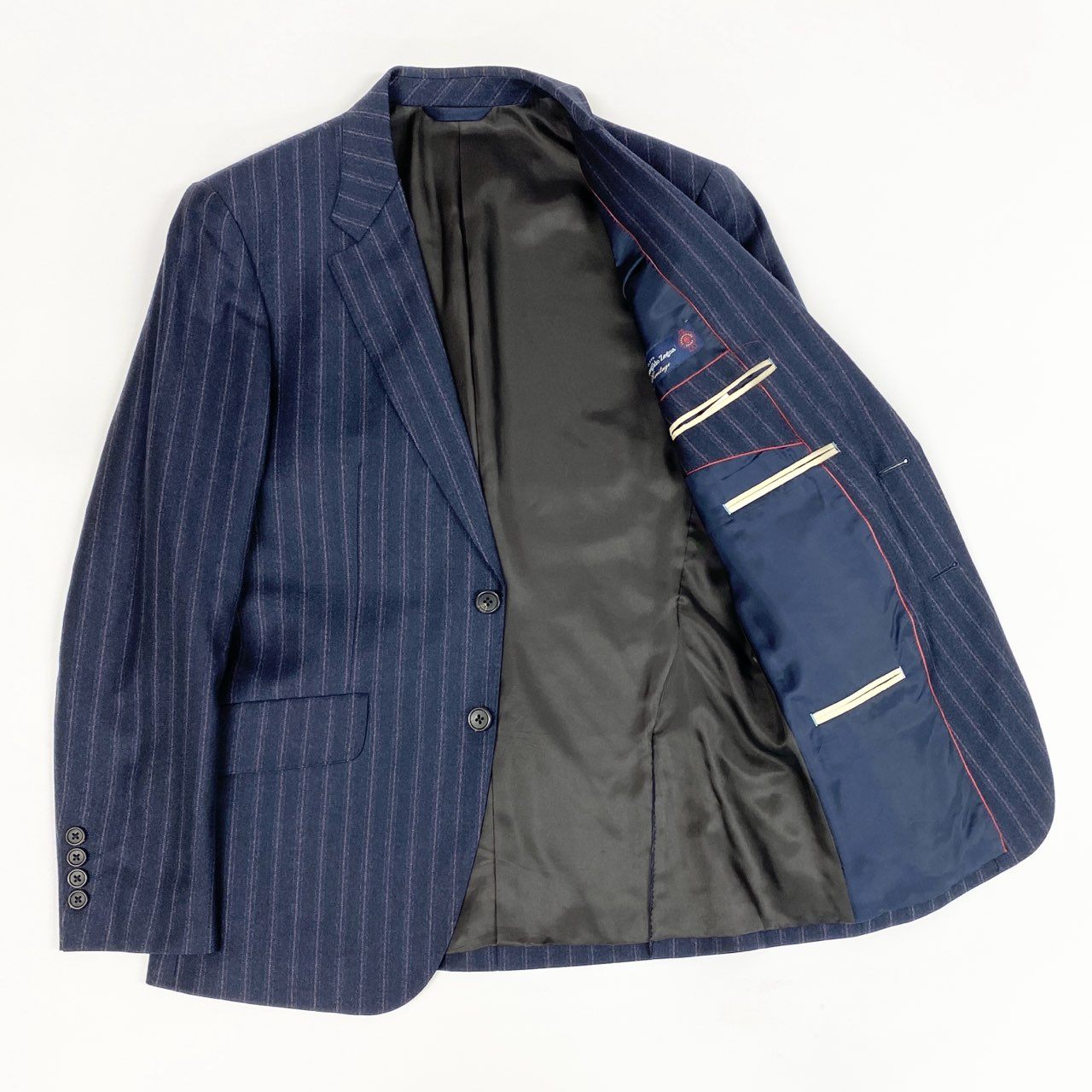 22a23 Paul Smith COLLECTION ポールスミス コレクション ゼニア生地 シングルスーツ セットアップ M ネイビー ストライプ ウール メンズu02t