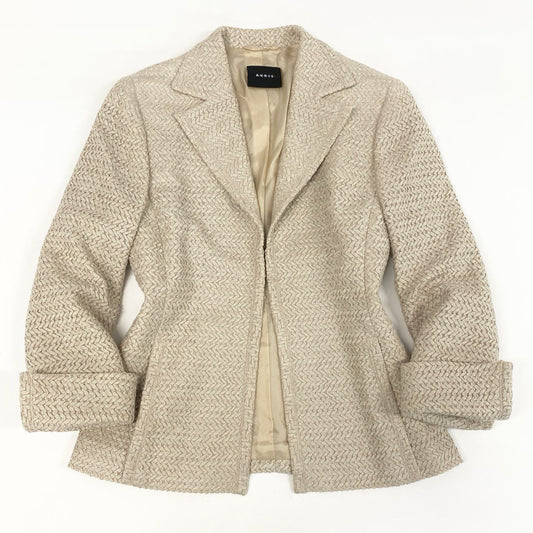 42h22《美品》 A-K-R-I-S- アクリス テーラードジャケット ブレザー フックボタン サイズ40 アイボリー  レディースu02t