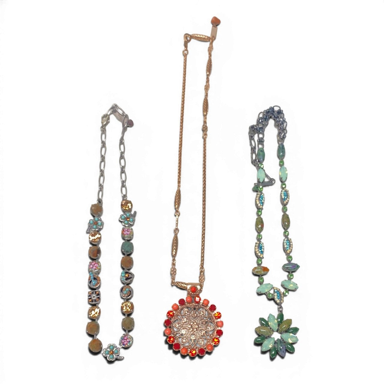 g16① 《 3点セット 》Mariana マリアナ 天然石 × クリスタル ビジューネックレス  アクセサリー ジュエリー アンティークt18r